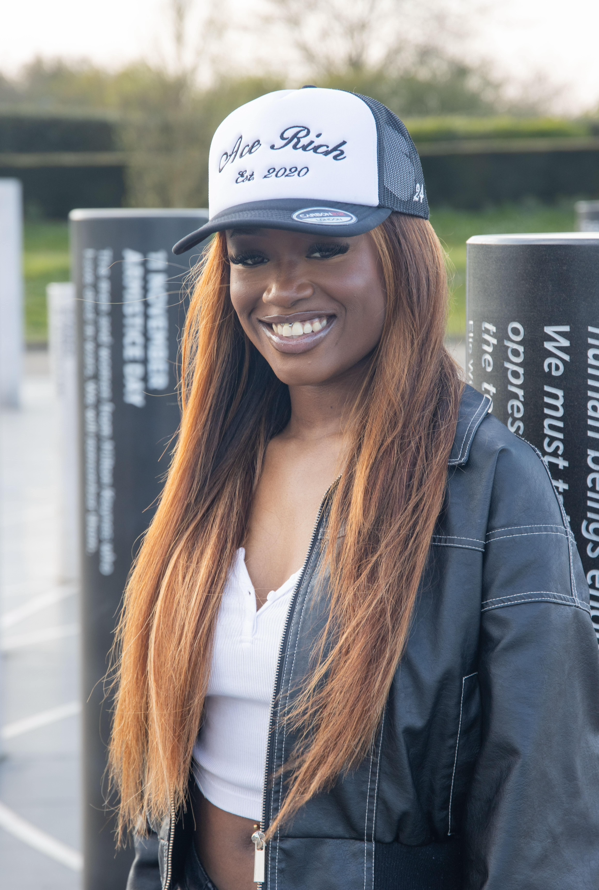 BLACK AND WHITE ACE RICH TRUCKER CAP