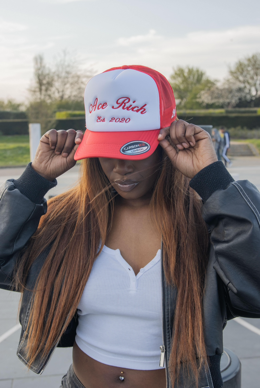 RED AND WHITE ACE RICH TRUCKER